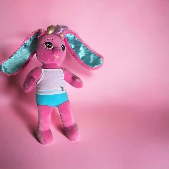 Build A Bear Workshop Honey Girls HG RISA Pink w Blue Rock Star Bunny Rabbit 20" - Picture 1 of 2
